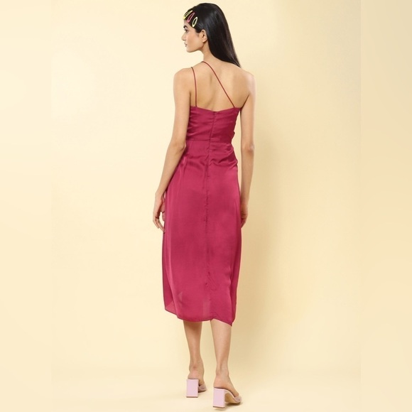 Ritu Kumar Label Wine One-Shoulder Dress - Picture 3 of 13